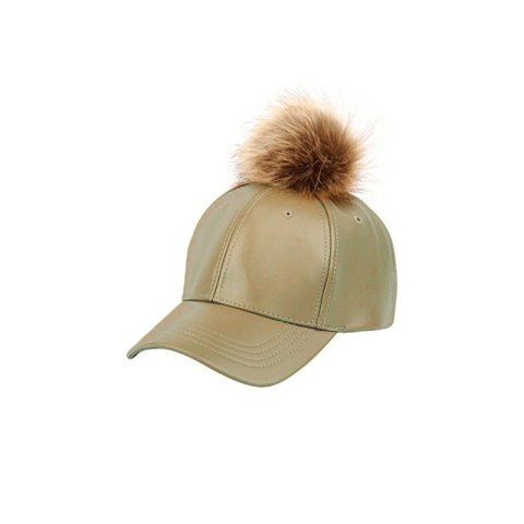 CZAPKA Z DASZKIEM SKÓRKOWA Z POMPONEM CZ14ZIE