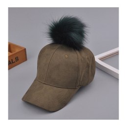 CZAPKA Z DASZKIEM VELVET Z POMPONEM MILITARY CZ13ZIE