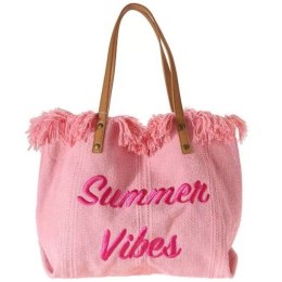 TORBA PLAŻOWA BOHO Z FRĘDZLAMI RÓŻ TP11R