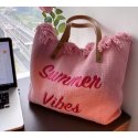 TORBA PLAŻOWA BOHO Z FRĘDZLAMI RÓŻ TP11R