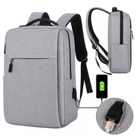 PLECAK NA LAPTOPA SPORTOWY USB SZARY PL154SZ