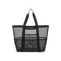 TORBA PLAŻOWA MINIMALISTYCZNA SIATECZKOWA CZARNA 43X39X20CM TP12