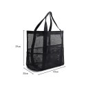 TORBA PLAŻOWA MINIMALISTYCZNA SIATECZKOWA CZARNA 43X39X20CM TP12