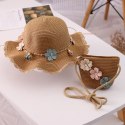 ZESTAW TOREBKA I KAPELUSZ 52CM DLA DZIEWCZYNKI SŁOMIANE BOHO KWIATY CZ38