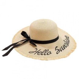 STYLOWY KAPELUSZ DAMSKI PLAŻOWY SŁOMKOWY HELLO SUNSHINE KOKARDA CZ47