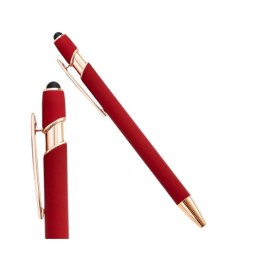 DŁUGOPIS METALOWY TOUCH, TUSZ CZARNY, PEN SOFT TOUCH CZERWIEŃ DL06