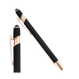 DŁUGOPIS METALOWY, TUSZ CZARNY, TOUCH PEN SOFT TOUCH CZERŃ DL01