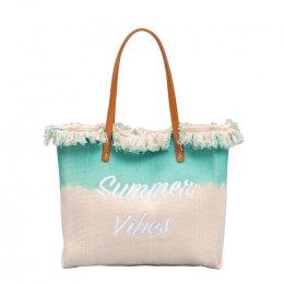 TORBA PLAŻOWA BOHO Z frędzlami zielona ombre TP14ZIE