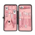 Zestaw akcesoriów do manicure, pedicure w etui różowe 12w1 AK20