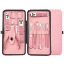 Zestaw akcesoriów do manicure, pedicure w etui różowe 12w1 AK20