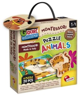 Montessori puzzle drewniane ze zwierzętami