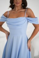 SUKIENKA MIDI Z OPADAJACYMI RAMIĄCZKAMI - Baby blue SUKIENKA MIDI Z OPADAJACYMI RAMIĄCZKAMI - Baby blue