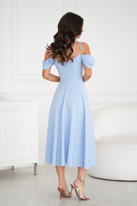 SUKIENKA MIDI Z OPADAJACYMI RAMIĄCZKAMI - Baby blue SUKIENKA MIDI Z OPADAJACYMI RAMIĄCZKAMI - Baby blue