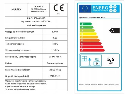 Piec Piecyk SZAMOTOWY Koza ARES + ZESTAW RUR ATEST POLSKA produkcja Piec Piecyk SZAMOTOWY Koza ARES + ZESTAW RUR ATEST POLSKA produkcja