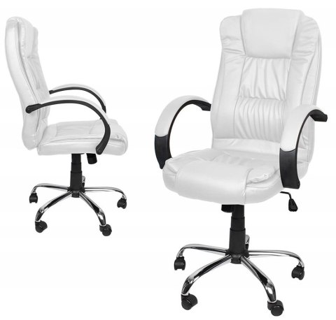 FOTEL BIUROWY SKÓRA EKO - BIAŁY MALATEC