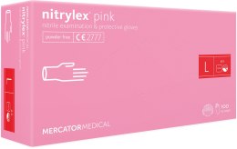 RĘKAWICE NITRYLOWE 100 SZTUK / RÓŻOWE / NITRYLEx PINK (L 8-9)