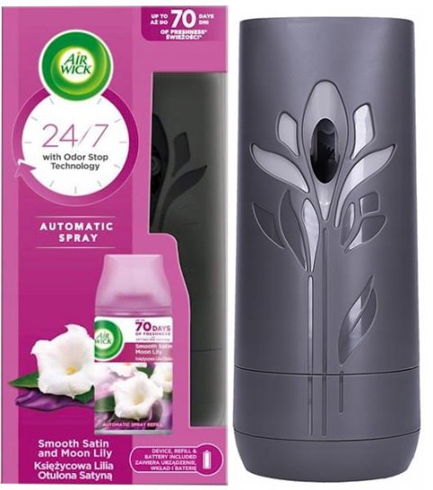 AIR WICK FRESHMATIC KSIĘŻYCOWA LILIA OTULONA SATYNĄ/SATIN MOON LILY 250 ML KOMPLET AIR WICK FRESHMATIC KSIĘŻYCOWA LILIA OTULONA SATYNĄ/SATIN MOON LILY 250 ML KOMPLET