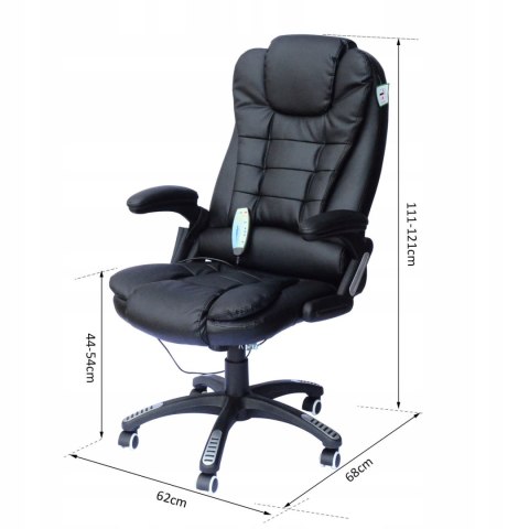 FOTEL BIUROWY SKÓRA EKO Z MASAŻEM CZARNY