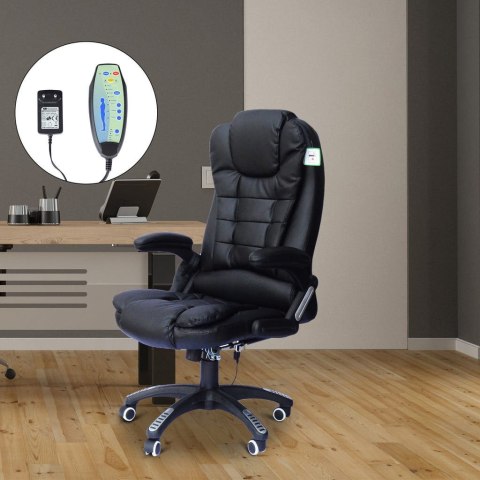 FOTEL BIUROWY SKÓRA EKO Z MASAŻEM CZARNY