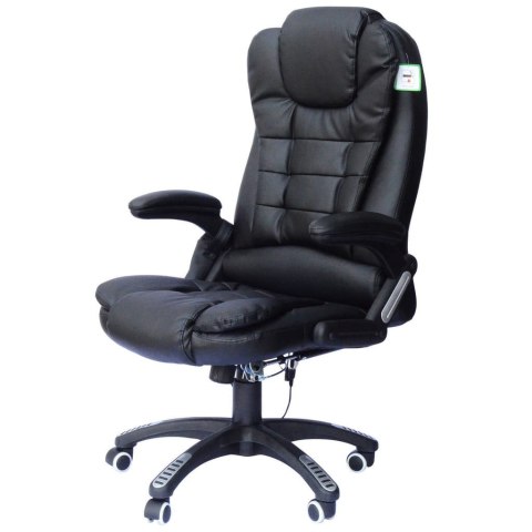FOTEL BIUROWY SKÓRA EKO Z MASAŻEM CZARNY