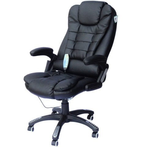 FOTEL BIUROWY SKÓRA EKO Z MASAŻEM CZARNY