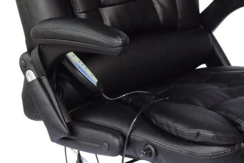 FOTEL BIUROWY SKÓRA EKO Z MASAŻEM CZARNY