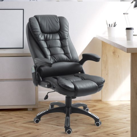 FOTEL BIUROWY SKÓRA EKO Z MASAŻEM CZARNY