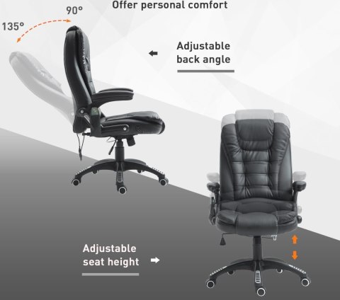 FOTEL BIUROWY SKÓRA EKO Z MASAŻEM CZARNY