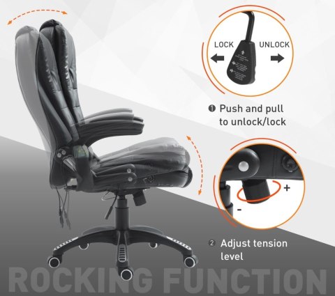 FOTEL BIUROWY SKÓRA EKO Z MASAŻEM CZARNY