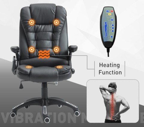 FOTEL BIUROWY SKÓRA EKO Z MASAŻEM CZARNY