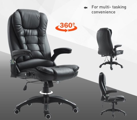 FOTEL BIUROWY SKÓRA EKO Z MASAŻEM CZARNY