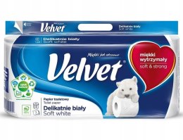 PAPIER TOALETOWY VELvET DELIKATNIE BIAŁY - 8 ROLEK