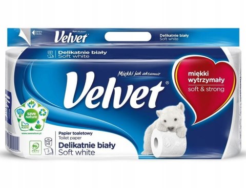 PAPIER TOALETOWY VELvET DELIKATNIE BIAŁY - 8 ROLEK PAPIER TOALETOWY VELvET DELIKATNIE BIAŁY - 8 ROLEK