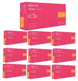 RĘKAWICE NITRYLOWE 100 SZT. NITRYLEx MAGENTA - 10 SZT. (XS 5-6)