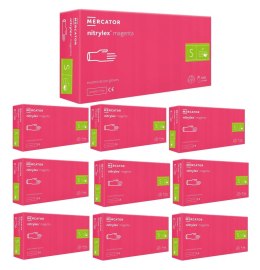 RĘKAWICE NITRYLOWE 100 SZT. NITRYLEx MAGENTA - 10 SZT. (S 6-7)