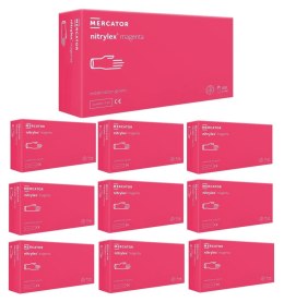 RĘKAWICE NITRYLOWE 100 SZT. NITRYLEx MAGENTA - 10 SZT. (S 6-7)