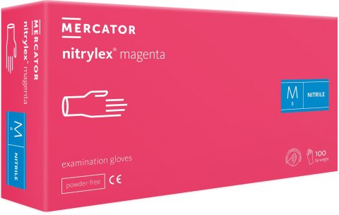 RĘKAWICE NITRYLOWE 100 SZT. NITRYLEx MAGENTA (M 7-8)