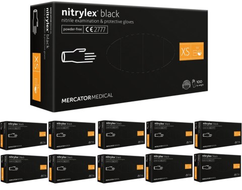 RĘKAWICE NITRYLOWE 100 SZTUK / CZARNE / NITRYLEx BLACK - 10 SZT. (XS 5-6)