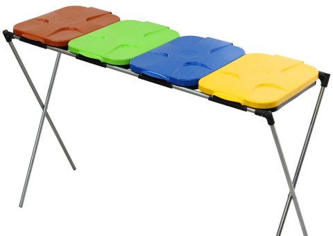 STOJAK DO SEGREGACJI ODPADÓW (4-STANOWISKOWY) NIEBIESKI, ZIELONY, BRĄZOWY, ŻÓŁTY - DREWMET