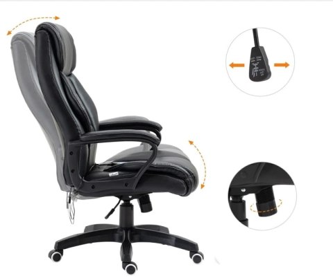 FOTEL BIUROWY SKÓRA EKO Z MASAŻEM CZARNY PAKO V 921-321