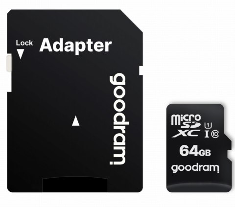 GOODRAM KARTA PAMIĘCI MICROSD 64GB CL10 UHS I + ADAPTER GOODRAM KARTA PAMIĘCI MICROSD 64GB CL10 UHS I + ADAPTER