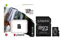 KINGSTON KARTA PAMIĘCI MICROSD 128GB CANvAS SELECT PLUS 100MB/S ADAPTER