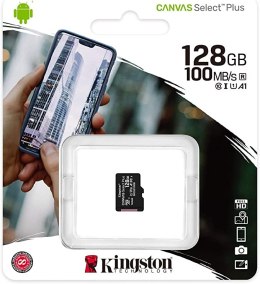 KINGSTON KARTA PAMIĘCI MICROSD 128GB CANvAS SELECT PLUS 100MB/S ADAPTER