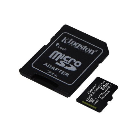 KINGSTON KARTA PAMIĘCI MICROSD 64GB CANvAS SELECT PLUS 100MB/S ADAPTER KINGSTON KARTA PAMIĘCI MICROSD 64GB CANvAS SELECT PLUS 100MB/S ADAPTER
