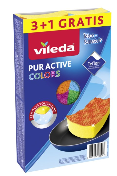 ZMYWAK VILEDA PUR ACTIvE COLORS 4 SZT. ZMYWAK VILEDA PUR ACTIvE COLORS 4 SZT.