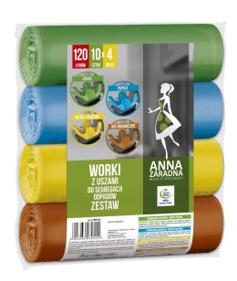AZ WORKI Z USZAMI DO SEGREGACJI ODPADÓW ZESTAW 120L 4x10SZT
