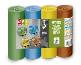 AZ WORKI Z USZAMI DO SEGREGACJI ODPADÓW ZESTAW 60L 4x16SZT