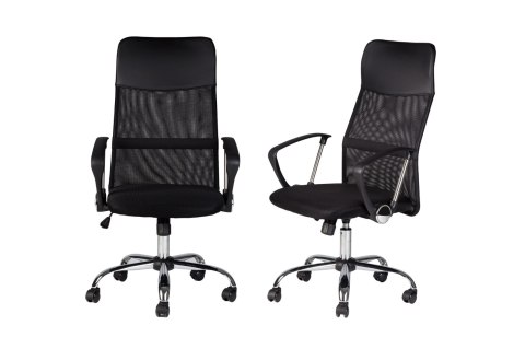 FOTEL BIUROWY OBROTOWY WENTYLOWANY / CZARNY / MESH