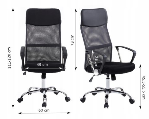 FOTEL BIUROWY OBROTOWY WENTYLOWANY / CZARNY / MESH