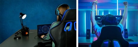 FOTEL BIUROWY OBROTOWY GAMINGOWY / CZARNO - NIEBIESKI / MALATEC